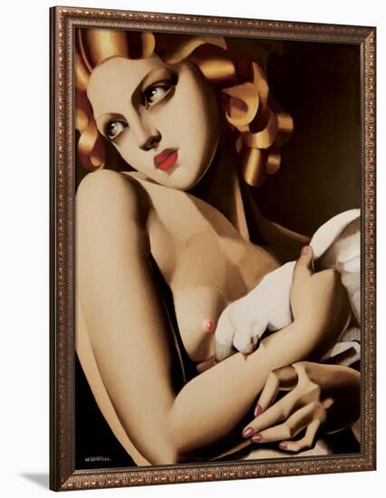 Woman with Dove-Tamara de Lempicka-Framed Art Print