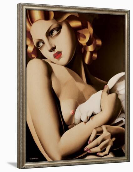 Woman with Dove-Tamara de Lempicka-Framed Art Print