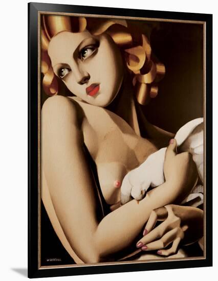 Woman with Dove-Tamara de Lempicka-Framed Art Print