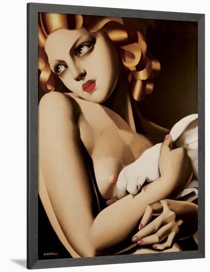 Woman with Dove-Tamara de Lempicka-Framed Art Print