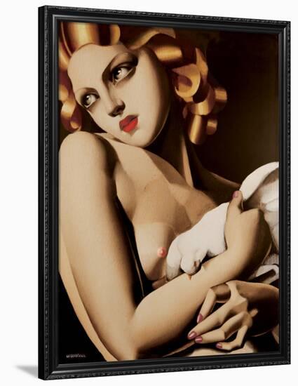 Woman with Dove-Tamara de Lempicka-Framed Art Print