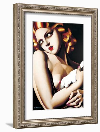 Woman with Dove-Tamara de Lempicka-Framed Premium Giclee Print