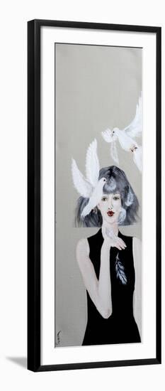 Woman with Doves and Feathers, 2016-Susan Adams-Framed Giclee Print