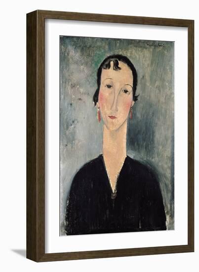 Woman with Earrings-Amedeo Modigliani-Framed Giclee Print