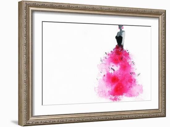 Woman with Elegant Dress .Abstract Watercolor .Fashion Background-Anna Ismagilova-Framed Art Print