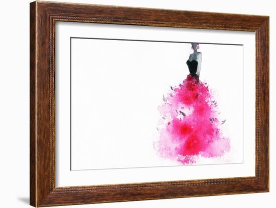 Woman with Elegant Dress .Abstract Watercolor .Fashion Background-Anna Ismagilova-Framed Art Print