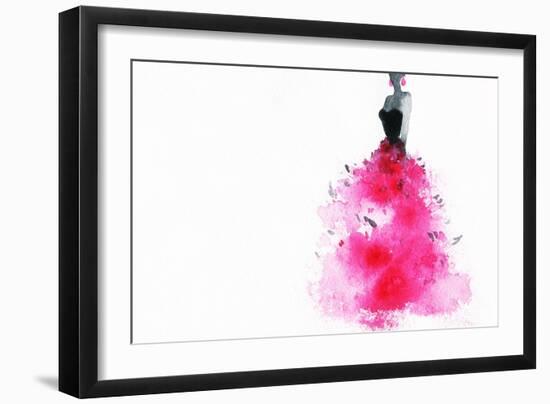 Woman with Elegant Dress .Abstract Watercolor .Fashion Background-Anna Ismagilova-Framed Art Print