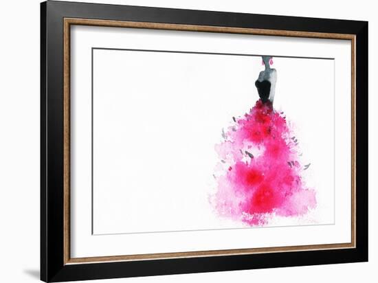 Woman with Elegant Dress .Abstract Watercolor .Fashion Background-Anna Ismagilova-Framed Art Print