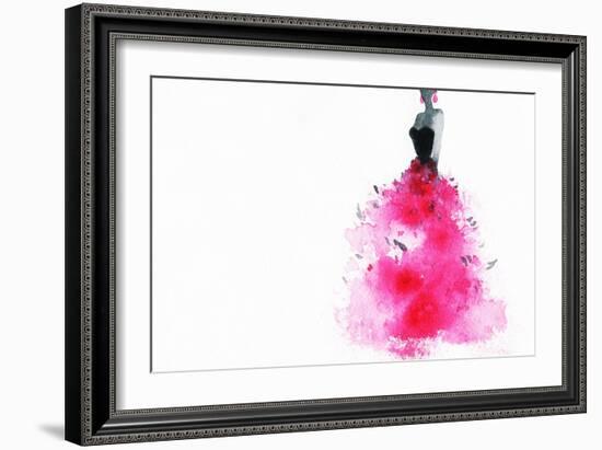 Woman with Elegant Dress .Abstract Watercolor .Fashion Background-Anna Ismagilova-Framed Art Print