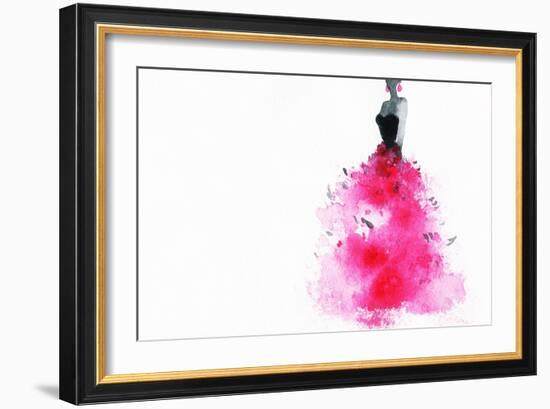 Woman with Elegant Dress .Abstract Watercolor .Fashion Background-Anna Ismagilova-Framed Art Print