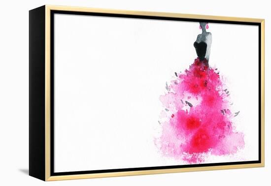 Woman with Elegant Dress .Abstract Watercolor .Fashion Background-Anna Ismagilova-Framed Stretched Canvas