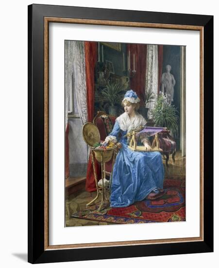 Woman with Embroidery Frame-Tobias Stranover-Framed Giclee Print