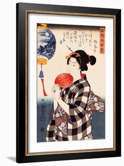 Woman with Fan-Kuniyoshi Utagawa-Framed Giclee Print