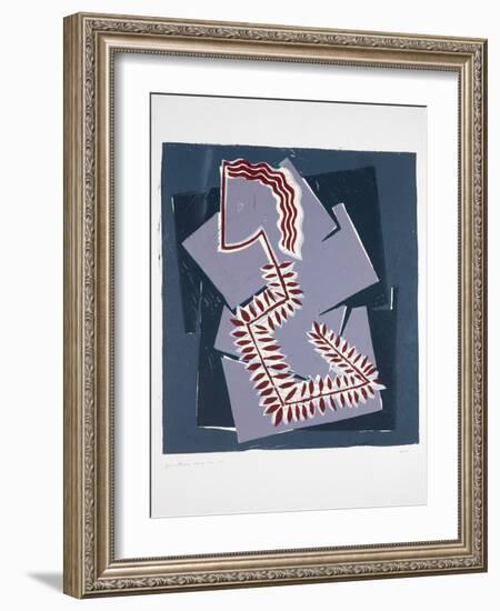 Woman with Fern Nº1, 2019 (Linocut)-Guilherme Pontes-Framed Giclee Print