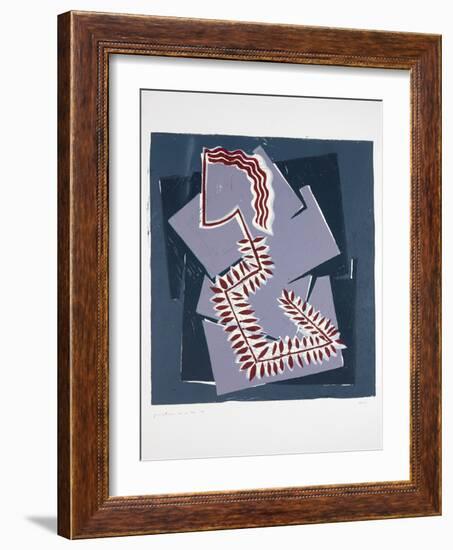 Woman with Fern Nº1, 2019 (Linocut)-Guilherme Pontes-Framed Giclee Print