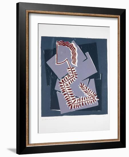 Woman with Fern Nº1, 2019 (Linocut)-Guilherme Pontes-Framed Giclee Print