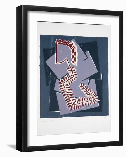 Woman with Fern Nº1, 2019 (Linocut)-Guilherme Pontes-Framed Giclee Print