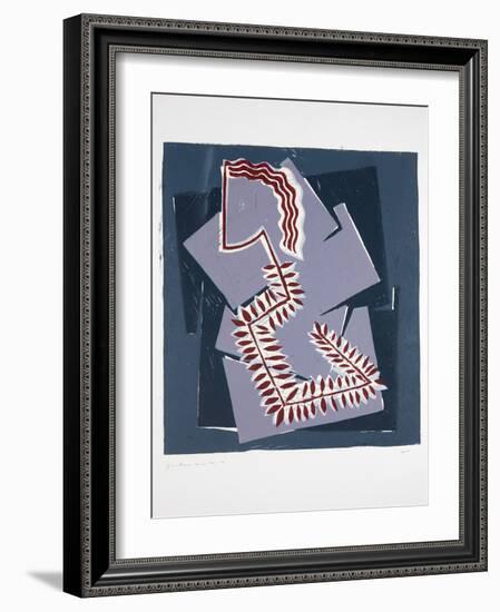 Woman with Fern Nº1, 2019 (Linocut)-Guilherme Pontes-Framed Giclee Print