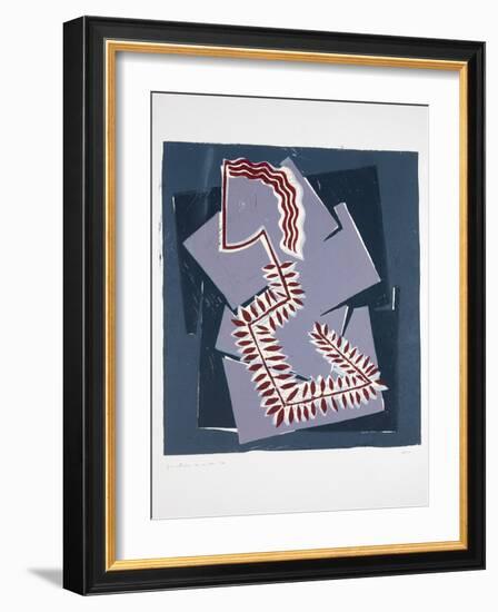 Woman with Fern Nº1, 2019 (Linocut)-Guilherme Pontes-Framed Giclee Print