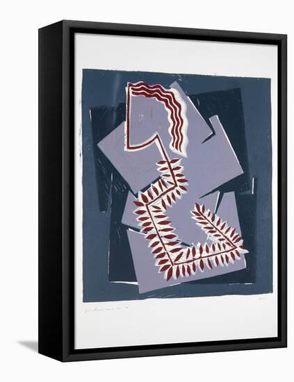 Woman with Fern Nº1, 2019 (Linocut)-Guilherme Pontes-Framed Premier Image Canvas