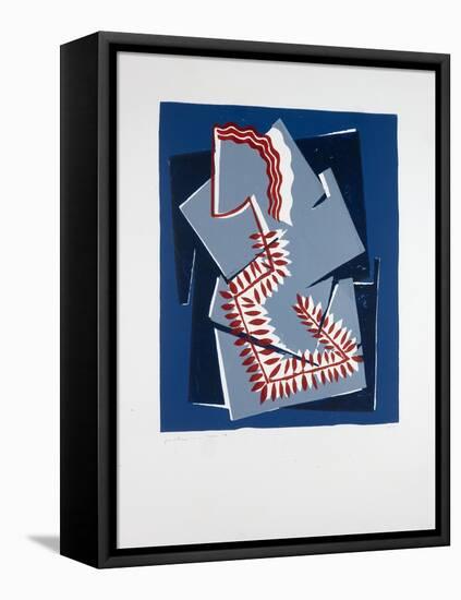 Woman with Fern Nº2, 2019 (Linocut)-Guilherme Pontes-Framed Premier Image Canvas