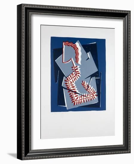 Woman with Fern Nº2, 2019 (Linocut)-Guilherme Pontes-Framed Giclee Print