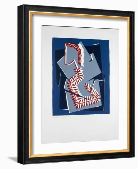 Woman with Fern Nº2, 2019 (Linocut)-Guilherme Pontes-Framed Giclee Print