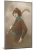 Woman with Field Hockey Stick-null-Mounted Art Print