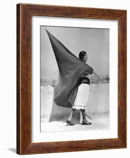 Woman with Flag, Mexico City, 1928-Tina Modotti-Framed Giclee Print