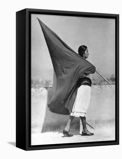 Woman with Flag, Mexico City, 1928-Tina Modotti-Framed Premier Image Canvas