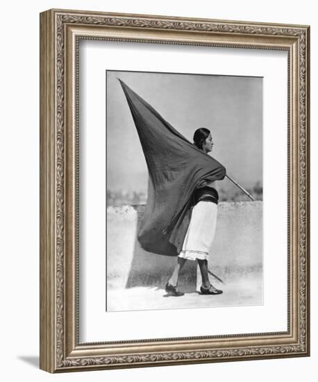 Woman with Flag, Mexico City, 1928-Tina Modotti-Framed Giclee Print