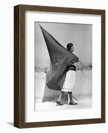 Woman with Flag, Mexico City, 1928-Tina Modotti-Framed Giclee Print