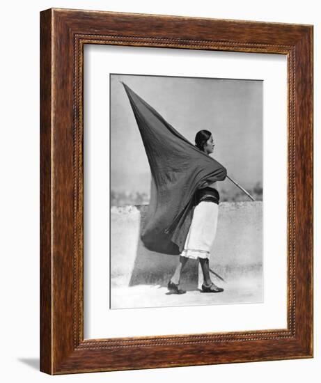 Woman with Flag, Mexico City, 1928-Tina Modotti-Framed Giclee Print