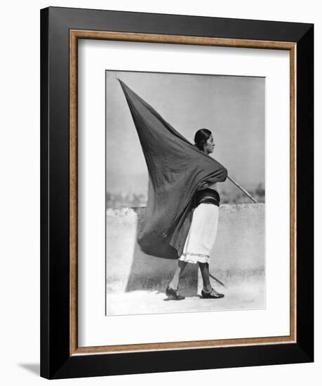 Woman with Flag, Mexico City, 1928-Tina Modotti-Framed Giclee Print