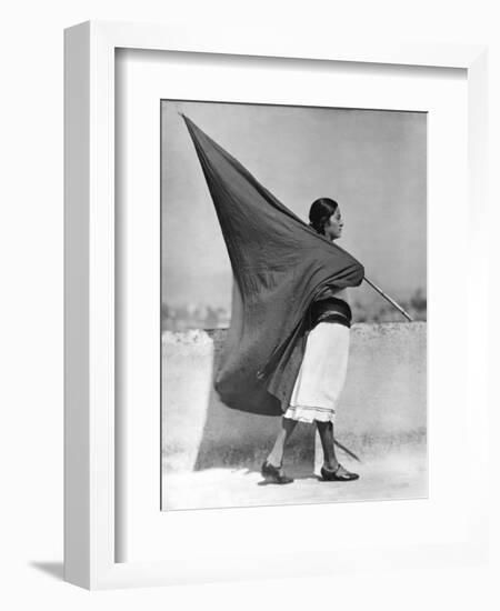 Woman with Flag, Mexico City, 1928-Tina Modotti-Framed Giclee Print
