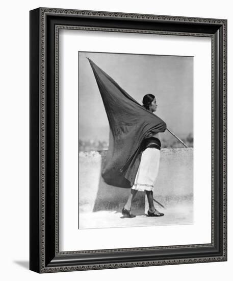 Woman with Flag, Mexico City, 1928-Tina Modotti-Framed Giclee Print