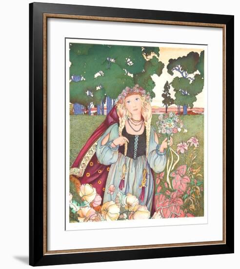 Woman with Flowers-Gina Tomao-Framed Limited Edition