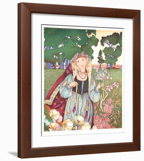 Woman with Flowers-Gina Tomao-Framed Limited Edition