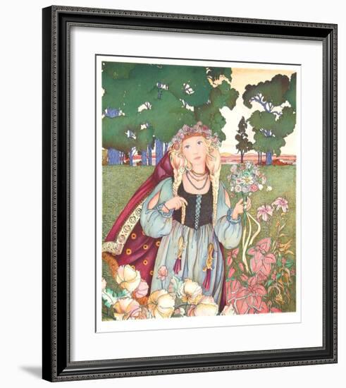 Woman with Flowers-Gina Tomao-Framed Limited Edition