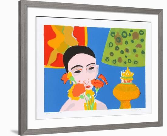 Woman with Flowers-John Grillo-Framed Limited Edition