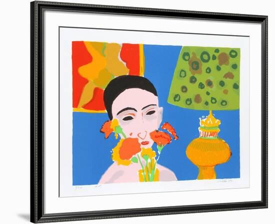 Woman with Flowers-John Grillo-Framed Limited Edition