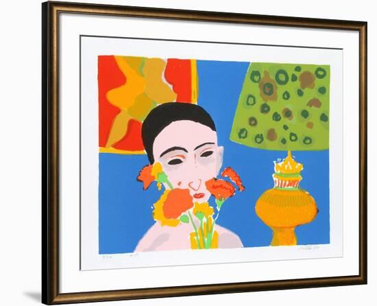 Woman with Flowers-John Grillo-Framed Limited Edition