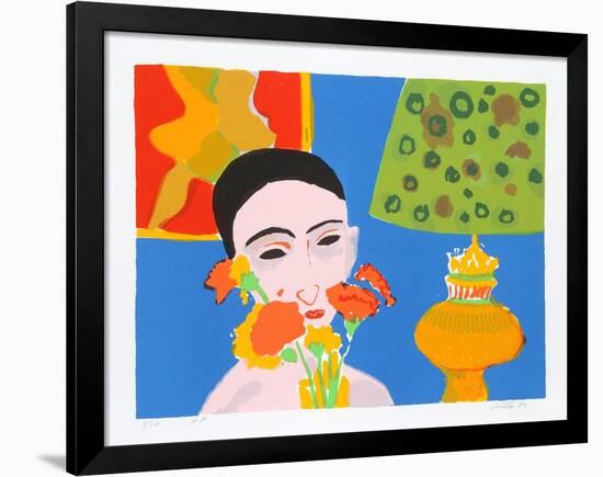 Woman with Flowers-John Grillo-Framed Limited Edition