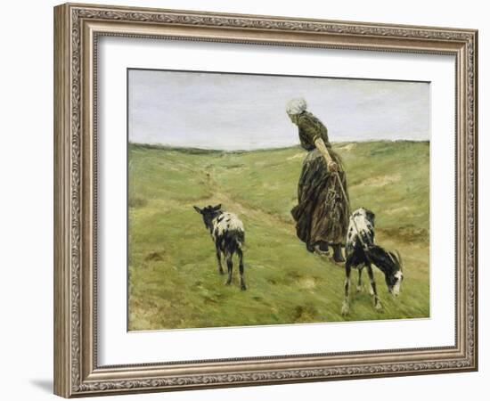 Woman with goats on the dunes. 1890-Max Liebermann-Framed Giclee Print