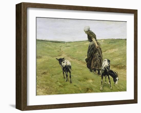 Woman with goats on the dunes. 1890-Max Liebermann-Framed Giclee Print