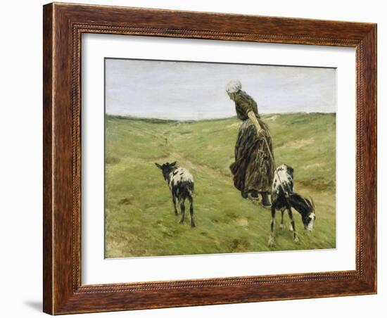 Woman with goats on the dunes. 1890-Max Liebermann-Framed Giclee Print