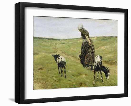 Woman with goats on the dunes. 1890-Max Liebermann-Framed Giclee Print