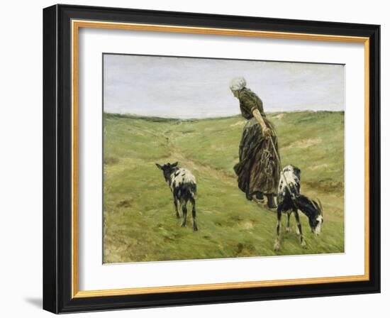 Woman with goats on the dunes. 1890-Max Liebermann-Framed Giclee Print