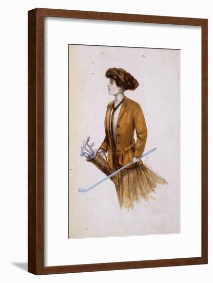 Woman with golf clubs, illustration, c1900-Unknown-Framed Giclee Print