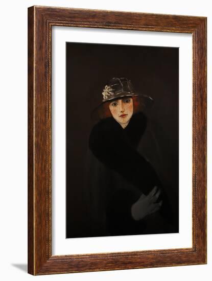 Woman with Grey Gloves, 2016-Susan Adams-Framed Giclee Print